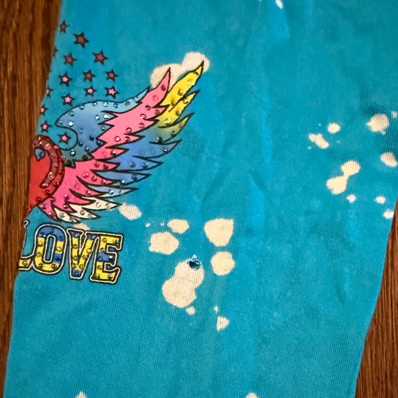 Flowers by Zoe Girls aqua embellished rock jogger SZ M great condition see notes - Picture 2 of 3